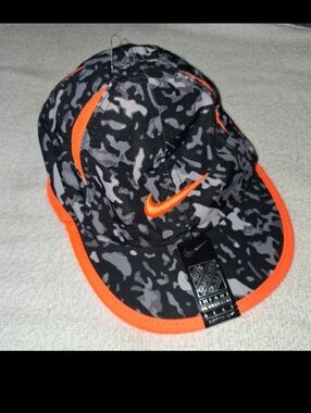 Nike Black Camo & Neon Orange Infant Baby Adjustable Soft Mesh Cap Hat Baby OS